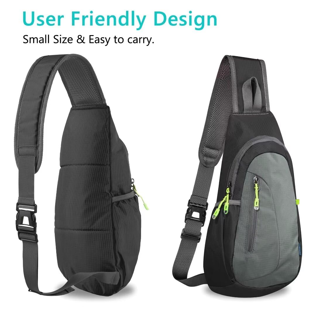 TITECOUGO Piccola borsa a tracolla, leggera borsa a tracolla per uomo e donna, borsa a tracolla per sport e attività all'aperto, nero/grigio scuro.