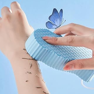 BTRHNNU Super Soft Exfoliating Bath Sponge,3D Cartoon Embossing Magic Bath Sponge,Ultra Soft Exfoliating Sponge Shower Brush,Soft Body Scrubber Bath Exfoliating Scrub Sponge (Blue)