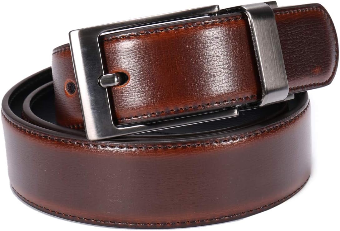 beltox fine Men's Dress Belt Leather Reversible 1.25" Wide Rotated Buckle Gift Box - Image 8