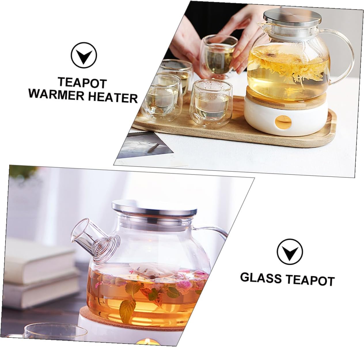 2pcs Stylish Glass Teapot Warmer Teapot Warmer Tea Tool Dishwasher Safe