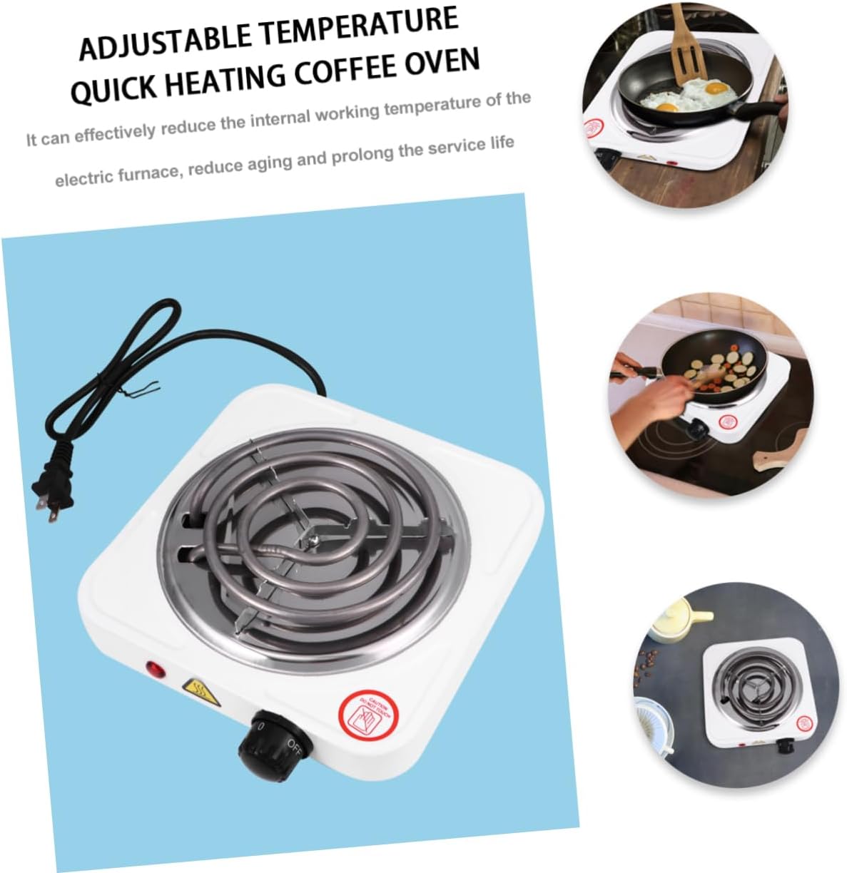 1000w Single Burner Electric Cooking Stove Adjustable Temperature Control Portable Countertop Heater for Quick Heating and Food Warmer Us