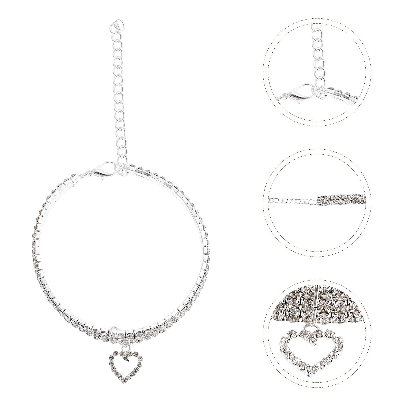 Collare per Cani Cuccioli con Pietre Decorative Elastiche Bianche con Ciondolo a Forma di Cuore Facile da Mettere e Protezione per Collo del Cane