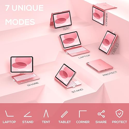 Miniatura 61 de typecase Funda táctil para iPad de 10ª generación con teclado (10.9 pulgadas, 2022) y iPad A16 (11ª generación, 2025) – Rotación de 360°, Verde