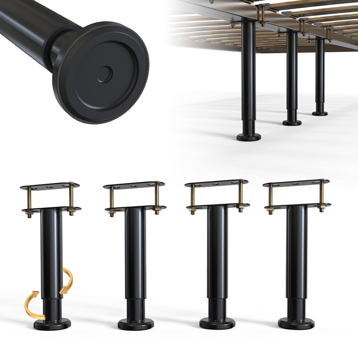 4Pcs Bed Frame Support Leg, Adjustable Height 5.8"-9"