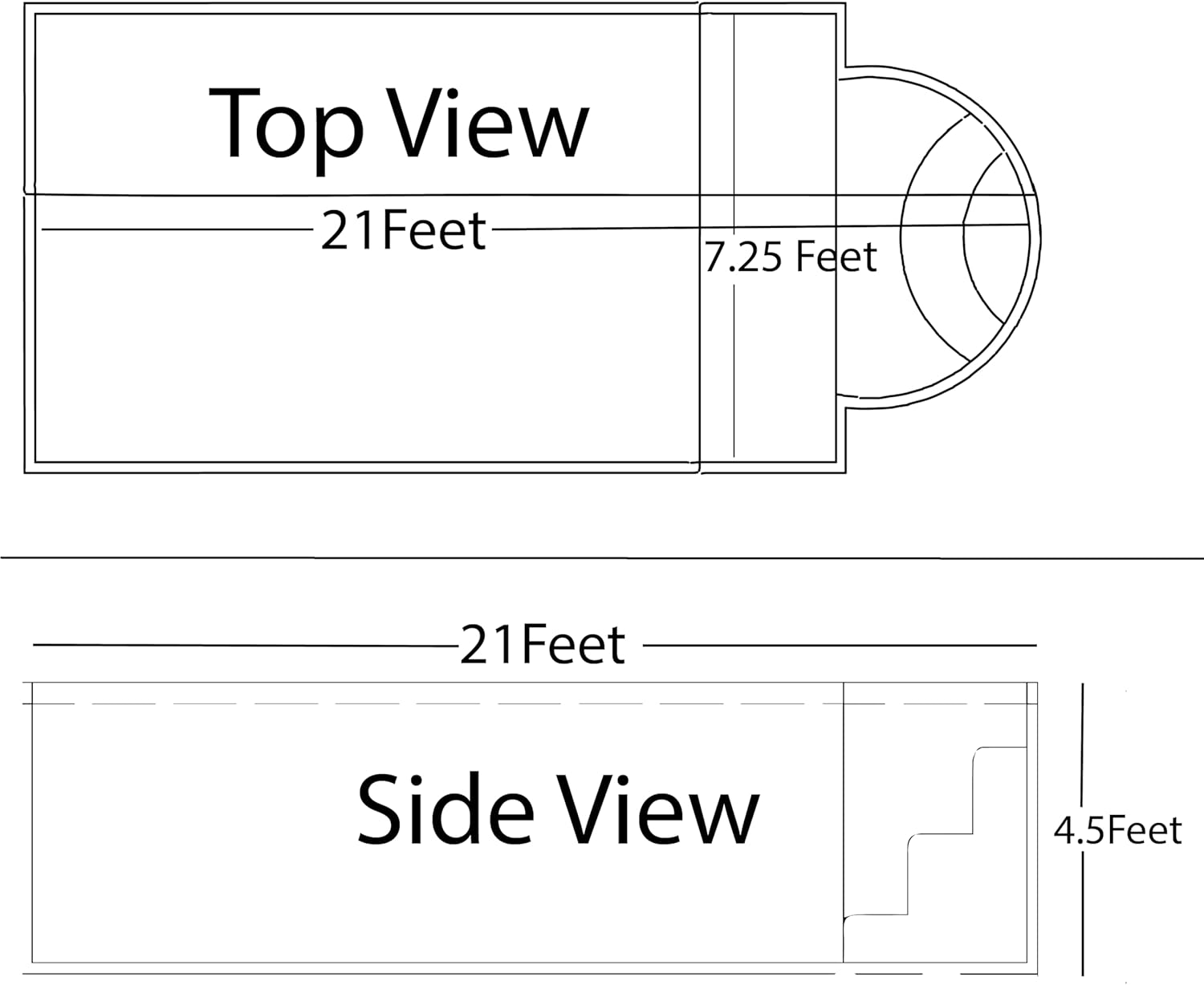 H-Dot Premium Fiberglass Swimming Pool Prefab – Roman Style 21ft x 7.25ft x 4.5ft | Concrete-Solid, Low Maintenance, Fast Installation | Convert Backyard into Oasis for Family & Leisure (Mosaic)