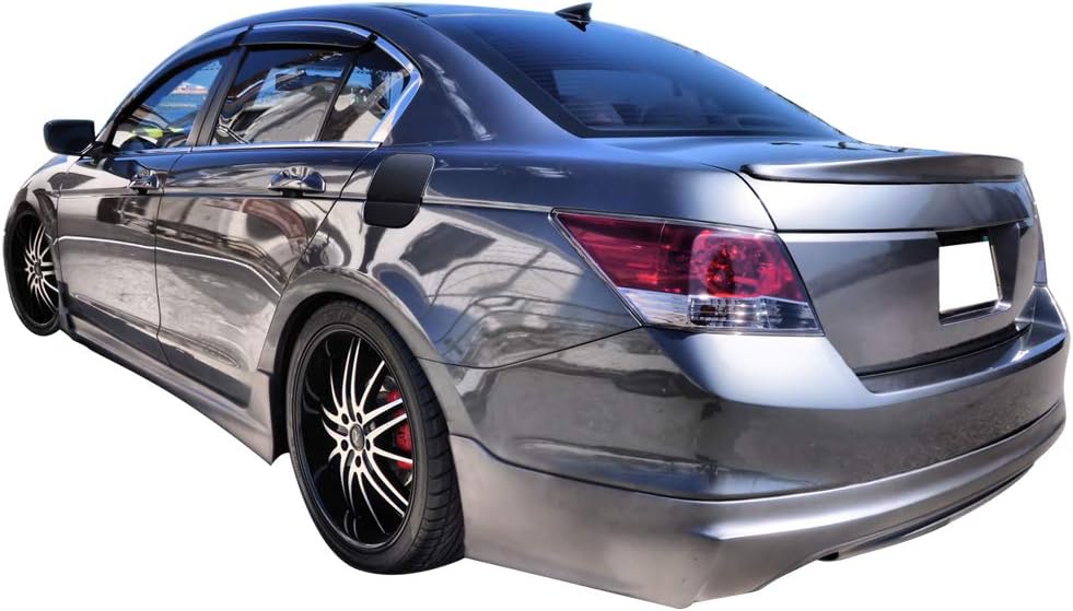FREEMOTOR802 Rear Bumper Lip Fits 2008-2012 Honda Accord Sedan, Unpainted Black PU 1PC Rear Lip Spoiler Body Kit