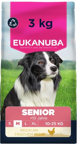 Eukanuba Senior Hundefutter mit frischem Huhn für mittelgroße Rassen, Premium Trockenfutter für ältere Hunde, 3 kg