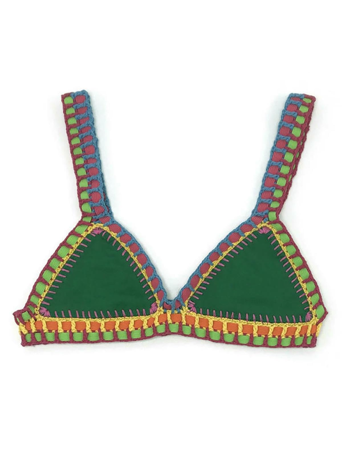 Costume Set Bikini Verde all'Uncinetto da Donna - Bagno in Due Pezzi Spiaggia per Piscina Estiva Femme Damen-Marina-s