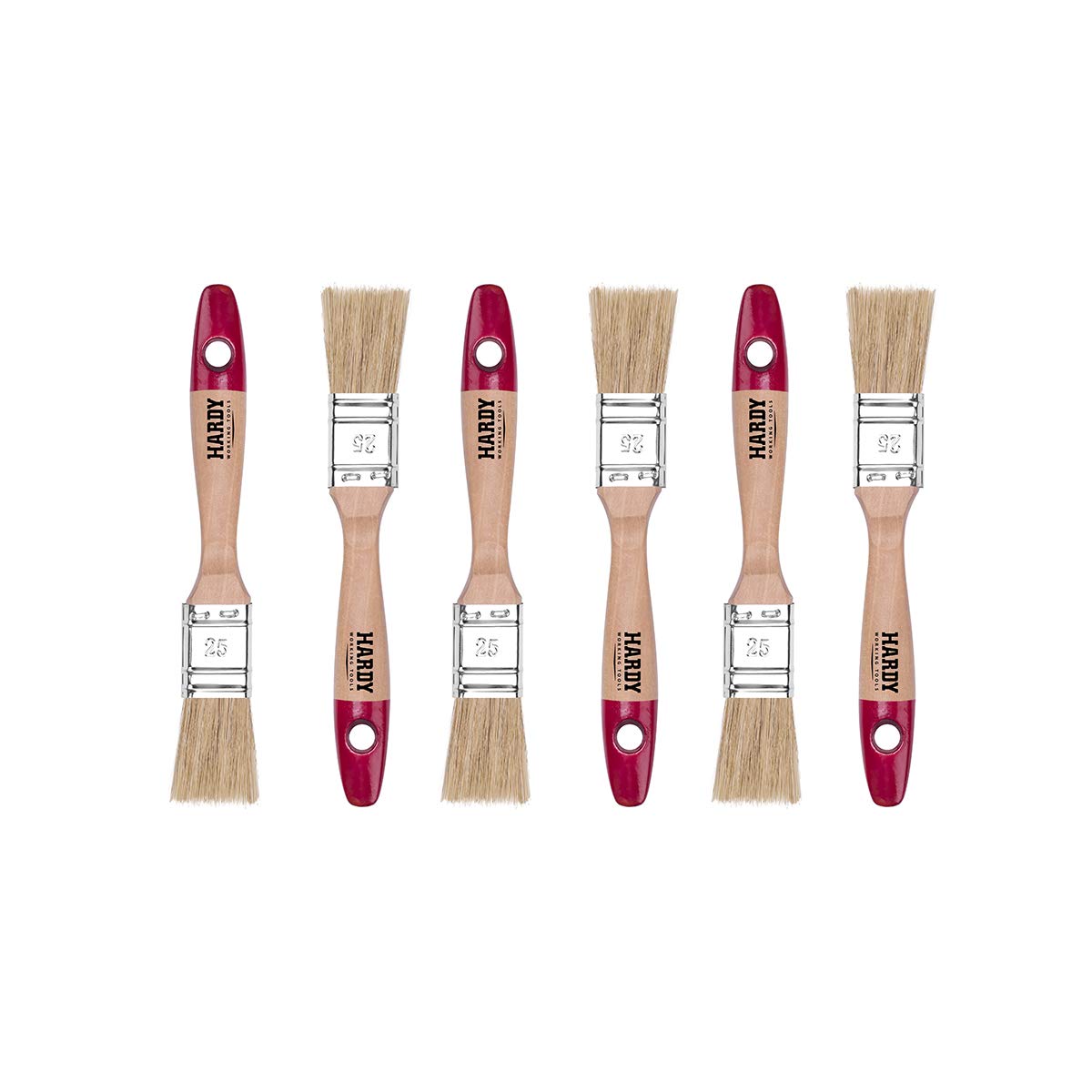 HARDY WORKING TOOLS brochas Pintura Set de 6 Piezas, 6 Piezas – 25 mm de Ancho, brochas Pintura Madera, Cepillo de Pintura Serie *36*, 6PCS, Pinceles Pintura Set A0200-360610