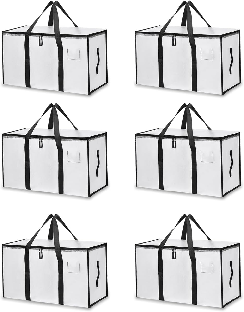 Clear Moving Bags, 6 Pack Large Transparent Storage Bags with Zipper and Carry Handles, Foldable Packing Totes for Clothes, Bedding, Closet, Laundry and Moving
