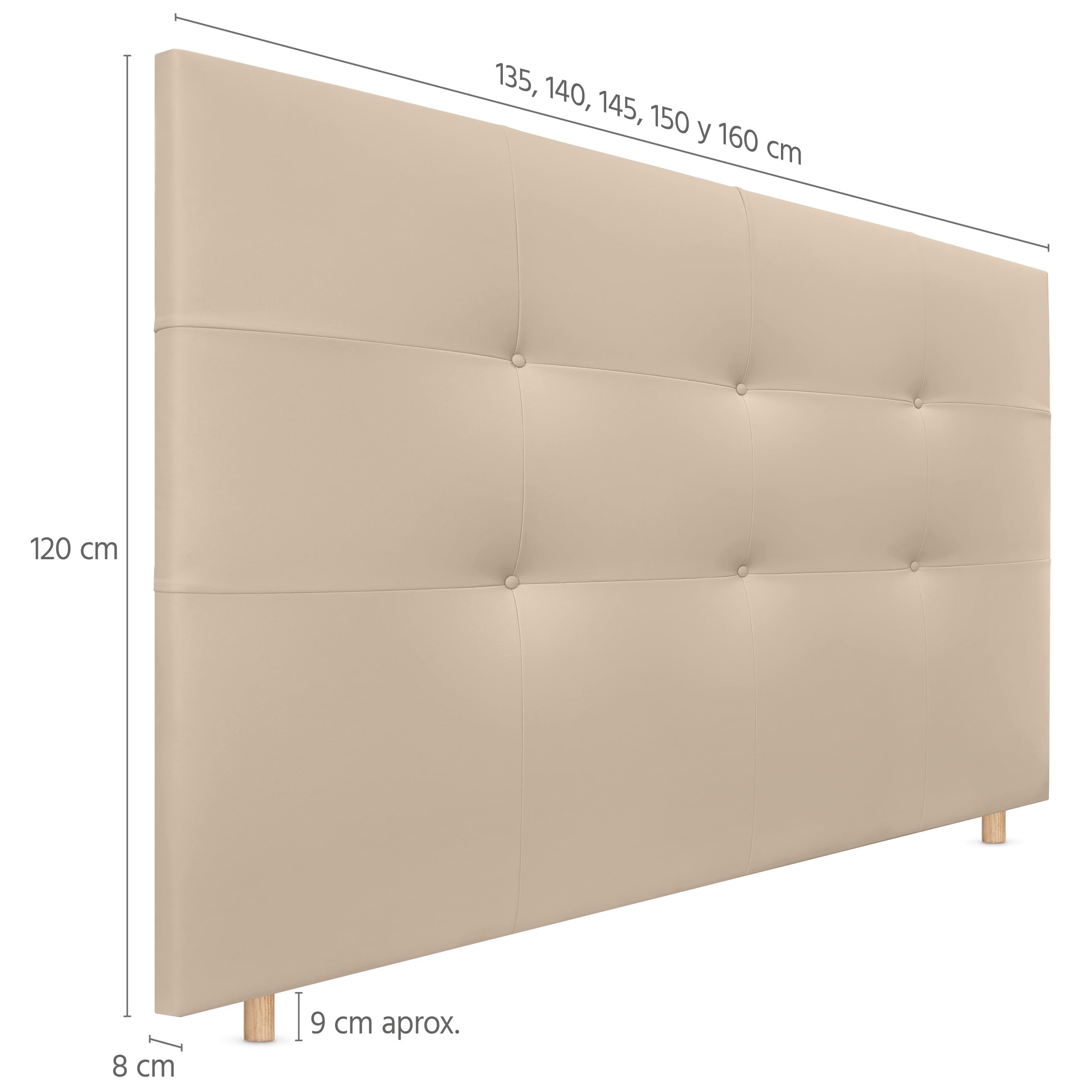 DHOME Cabecero, Cabezales de Cama Capitoné hasta el Suelo. Cabezal tapizado ACUALINE Tela y Polipiel. Cabeceros de Cama Matrimonio e Individual (Polipiel Beige, 145cm (Camas 120/135/140))