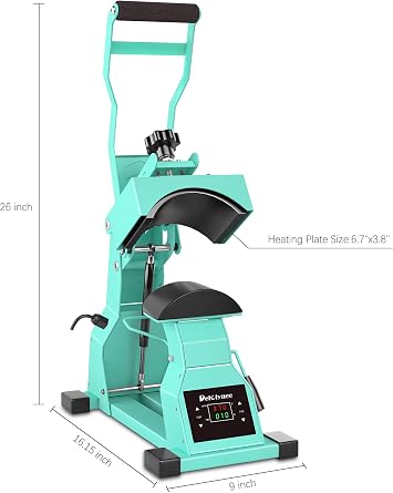 Hat Heat Press Machine for Caps with 2pcs Interchangeable Platens(6.7x3.8, 6.7x2.5), Cap Heat Press for Stuctured Hats and HTV Iron On and Sublimation Projects, Heat Transfer Printing for Caps