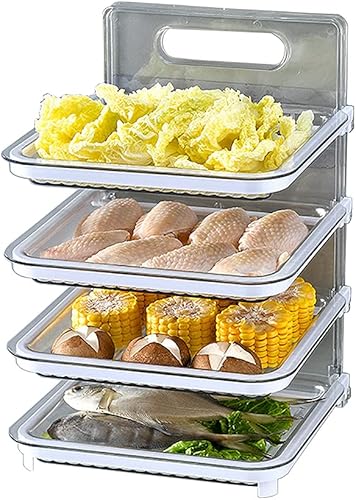 Xicennego Organizador de ingredientes de cocina montado en la pared, 4 capas, sin BPA, juego de estantes plegables para cocina, organizador de