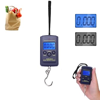 Digital Fish Scale 40kg Portable Hanging Fishing Scale with Backlit LCD Display, 4 Unit Luggage Weighing Scale for Fishing Travel and Home Use