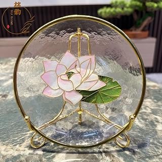 Lotus DIY Plate, Cloisonne Filigree Enamel DIY Paint by Numbers Kit, Starter Set for Beginners, Easy Instructions, Hobby for Adults Teens Elderly Handmade Home Decor Gifts