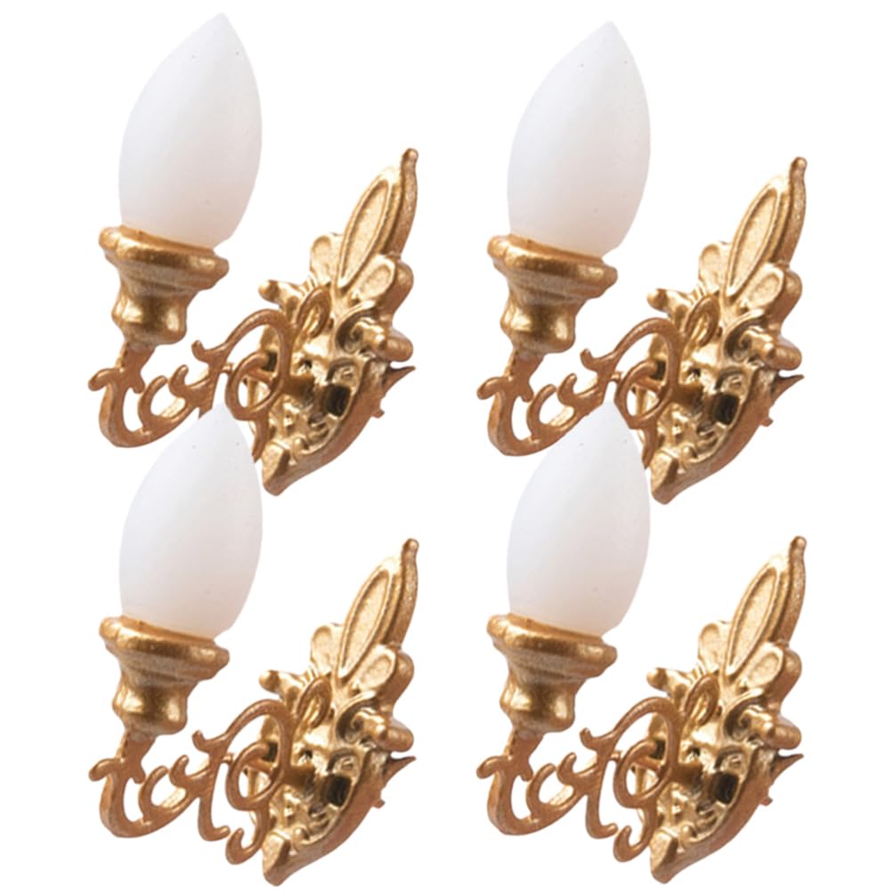 Toyvian Decorative Lamp Set 4pcs Miniature Wall Lamps Mini Led Lights for Dollhouse Battery Operated Decorative Wall Lighting for Diy