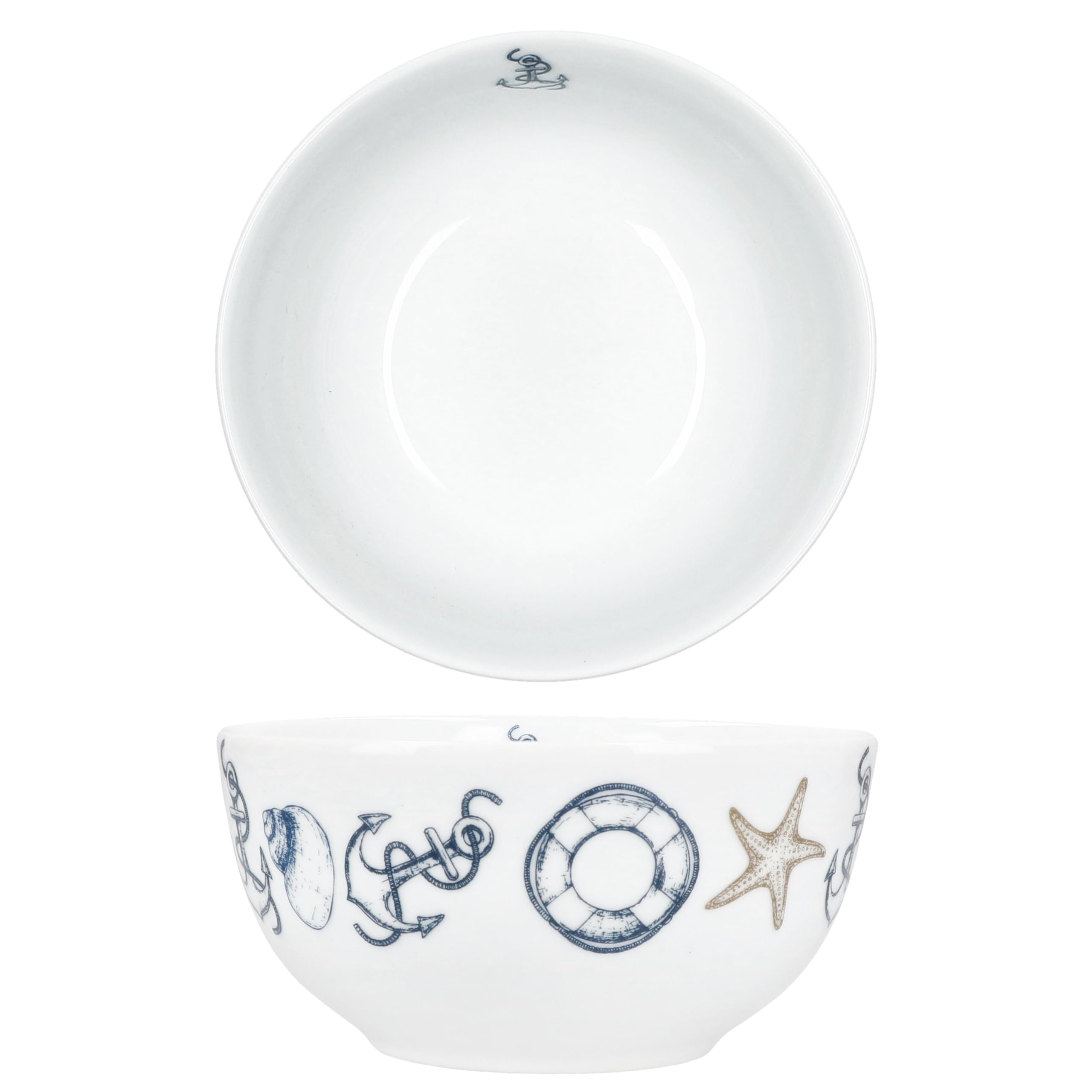 MamboCat Eucalyptus Set Van 6 Kommen 14 Cm, 400 Ml, Witte Porseleinen Kom Voor Personen Met Groene Plantendecoratie Schaaltjes Salade Soep Muesli En Dergelijke Bij Het Ontbijt Lunch 662255442