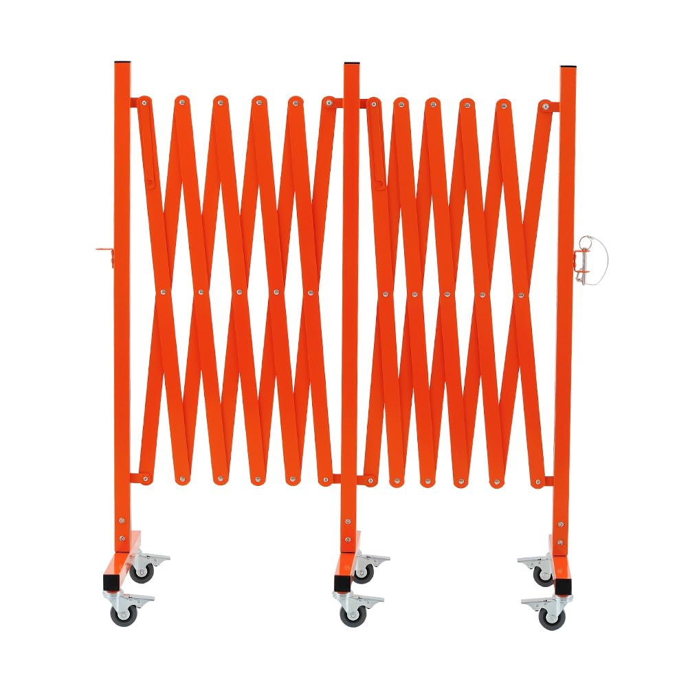 GYMTIME Expandable Metal Barricade, Portable Safety Barrier with Casters, Flexible Mobile Security Gate, Adjustable Traffic Fence for Shopping Mall,