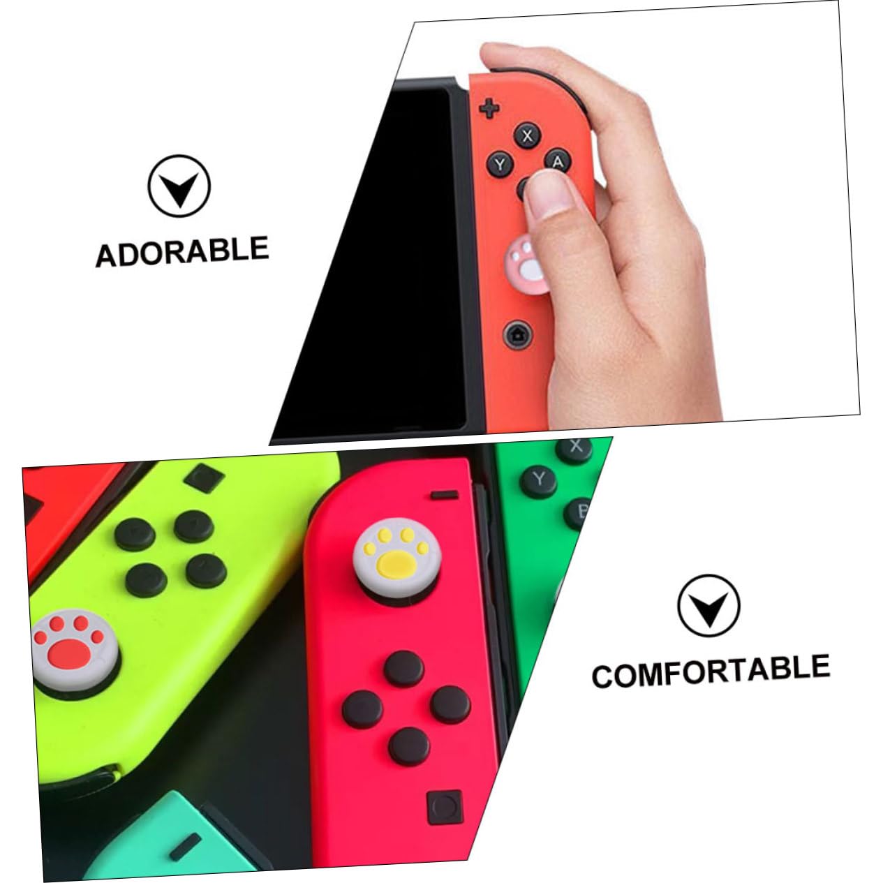 Yardenfun Lot De 16 Capuchons De PoignéE De Joystick En Silicone Motif Patte AntidéRapants Pour Manette Protection Confortable Et Facile À Installer