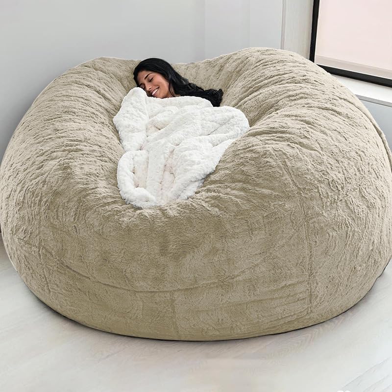 Silla Grande de Puf Puff Gigante XXL Peludo Cubierta para Sofá Perezoso Terciopelo Puf de Salón Asiento Decorativo para Interior y Exterior Sin Relleno Funda de Sofá Cama Perezoso de Piel Sintética
