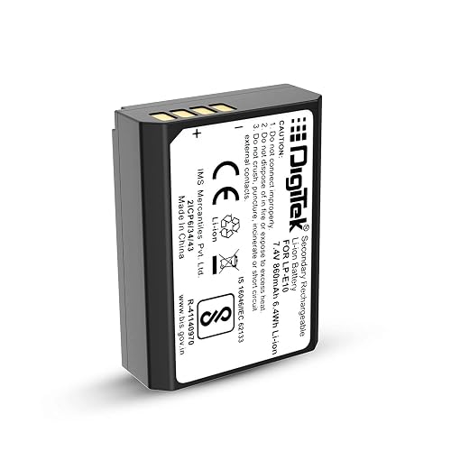 DIGITEK® (LP E10) Lithium-ion Rechargeable Battery for DSLR Camera, 7.4V 860mAh, Multi Protection, Compatible with Canon Eos -1100D, 1200D, 1300D, Kiss X50, X70, Rebel T3, T5, T6