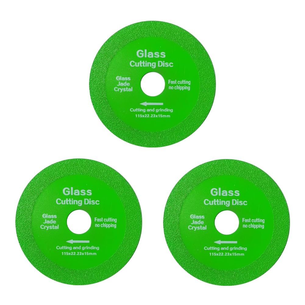 Jnchdghwa As Shown Glass Cutting Disc 3 Pieces Thin Ceramic Tile Jade Wine Bottle Grinder Saw Blade Grinding Cutting Grind Tool Marble 115Mm