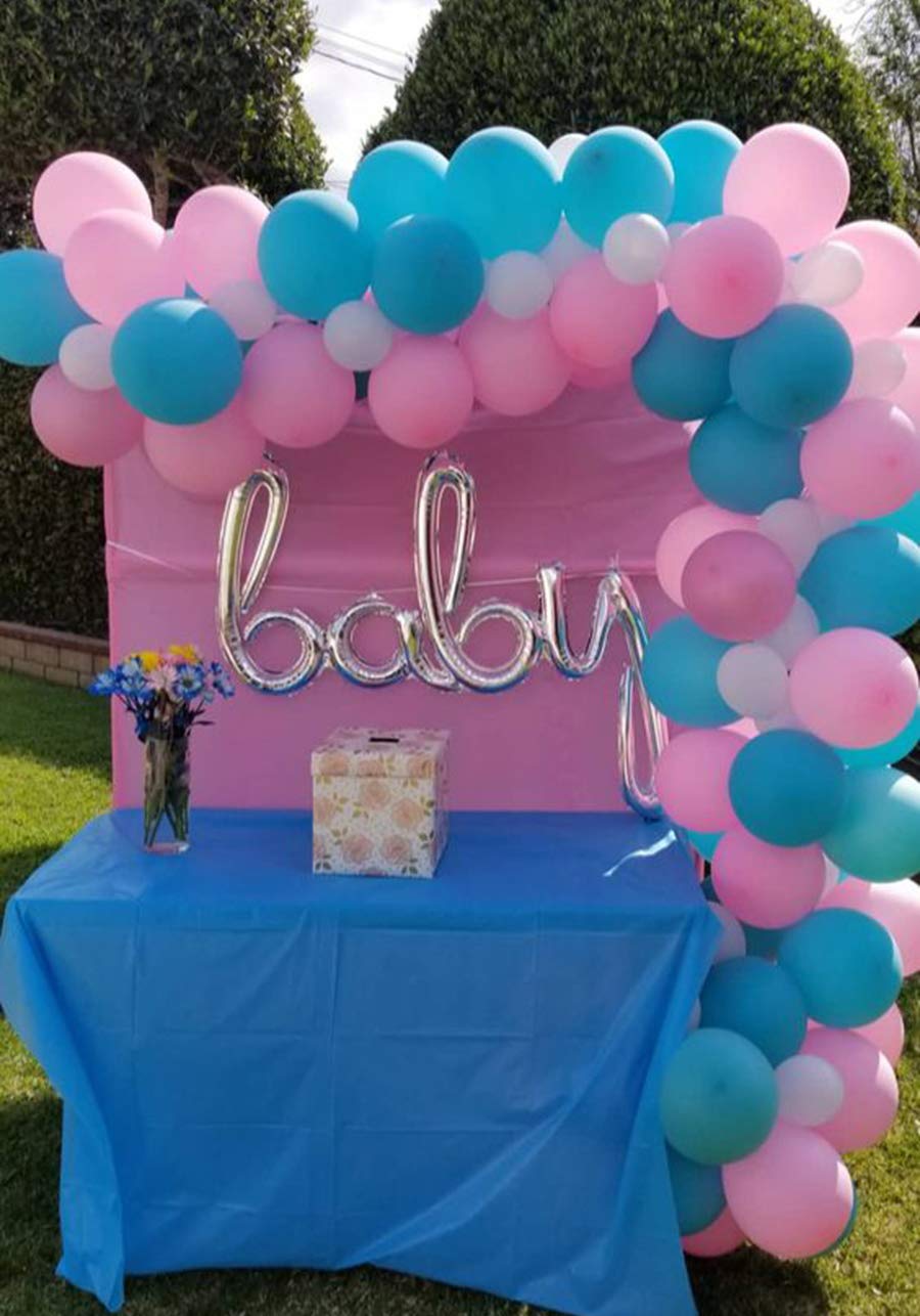100 Pack Blue and Pink Balloon Arch and Garland Kit-100pcs Latex Balloons, 16 Feets Arch Balloon Strip for Gender Reveal Party Baby Shower Birthday Anniversaries Party