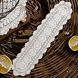 Koopro Crochet Doilies Beige Table Runner Cotton Tablecloth Lace Desk Decoration Elliptical Coffee Table Dresser Scarf Decor Handmade Placemats for Dinning Room Restaurant Hotel House Office (12”×48”)