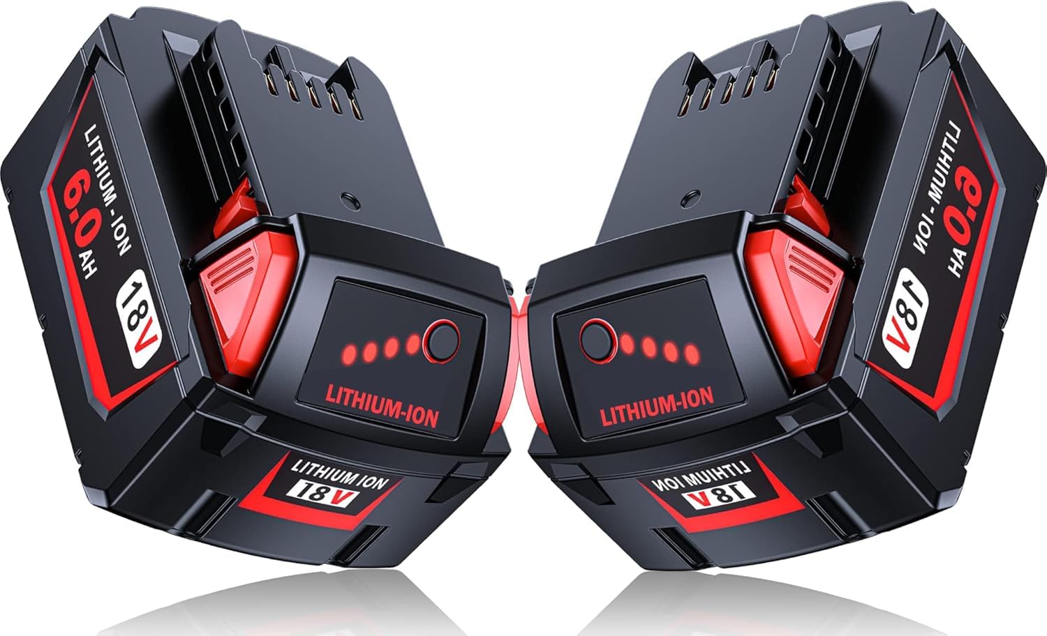 LONG FIT 2 Pack | Replace for Milw&ukee M18 Battery 6.0Ah, Original M18 Charger (48-11-1860)