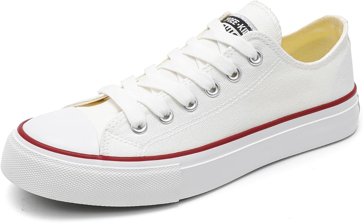 White Sneakers for Women Low Top Canvas Sneakers Men's Sports Shoes | Lace-up, Casual, Tennis Walking Shoes