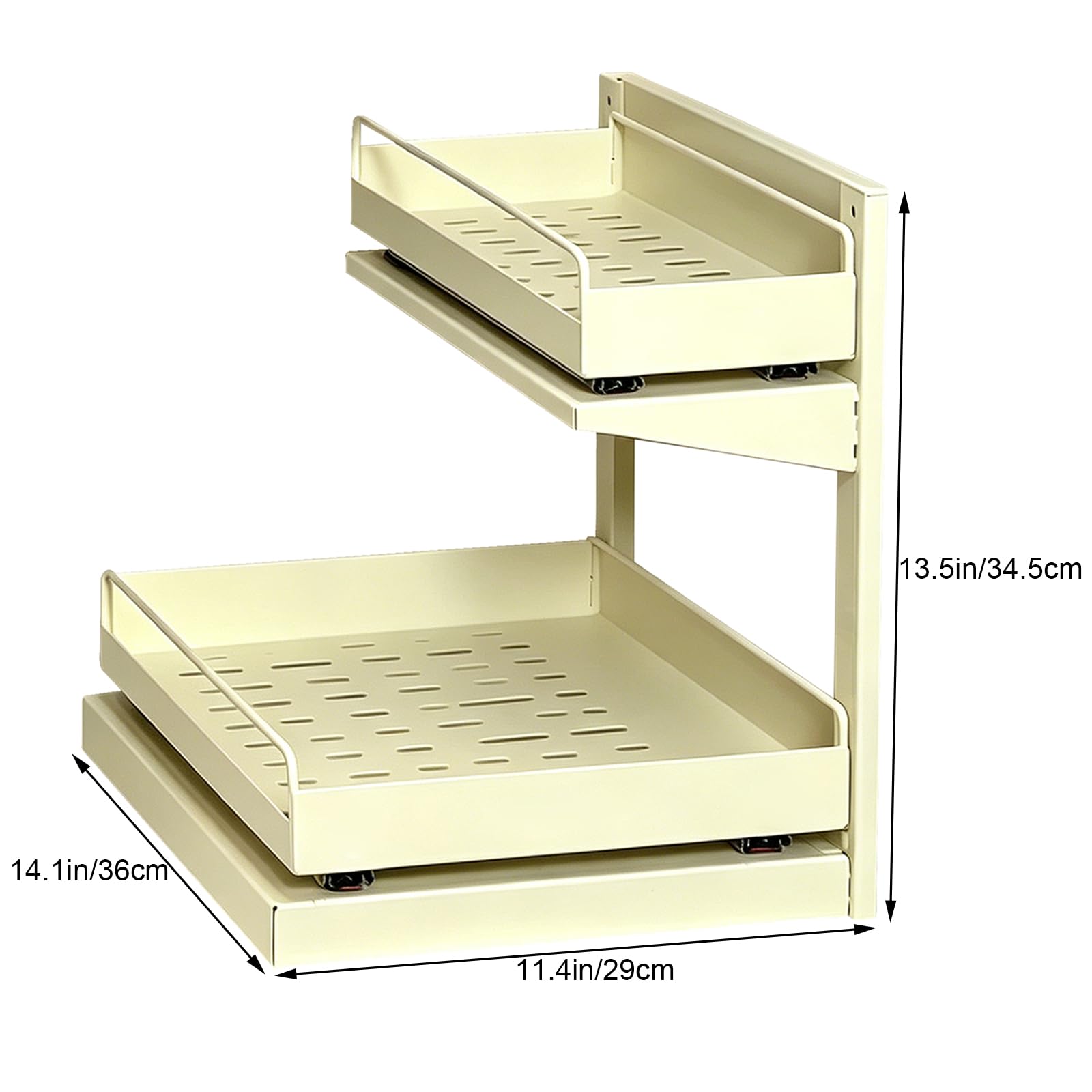 Organizador Bajo Lavabo, Estante Extraíble con Guías Dobles Silenciosas, Estructura de Hierro Forjado, Gran Capacidad para Baño y Cocina Yellow