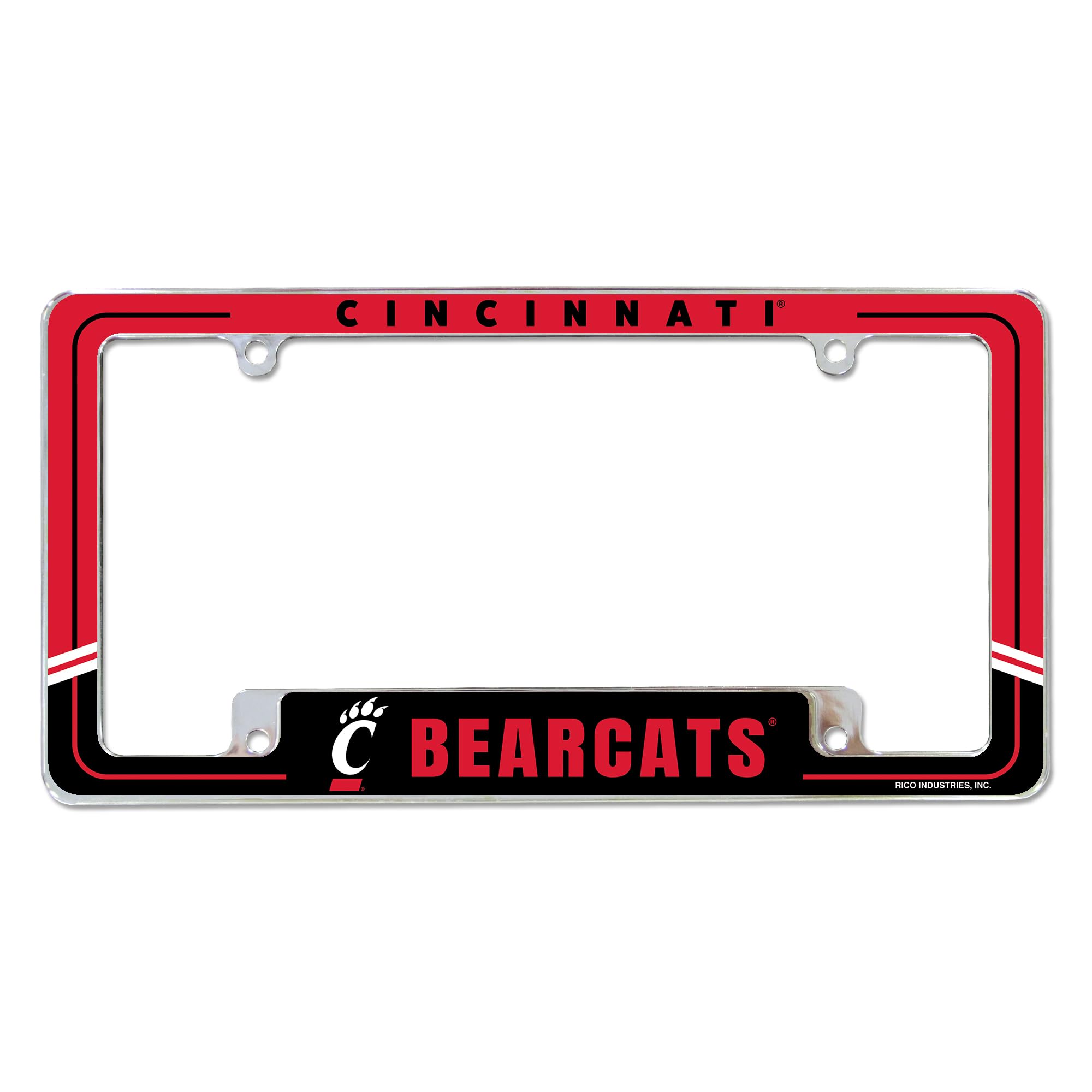 Rico Industries NCAA Cincinnati Bearcats Two-Tone 12" x 6" Chrome All Over Automotive License Plate Frame for Car/Truck/SUV