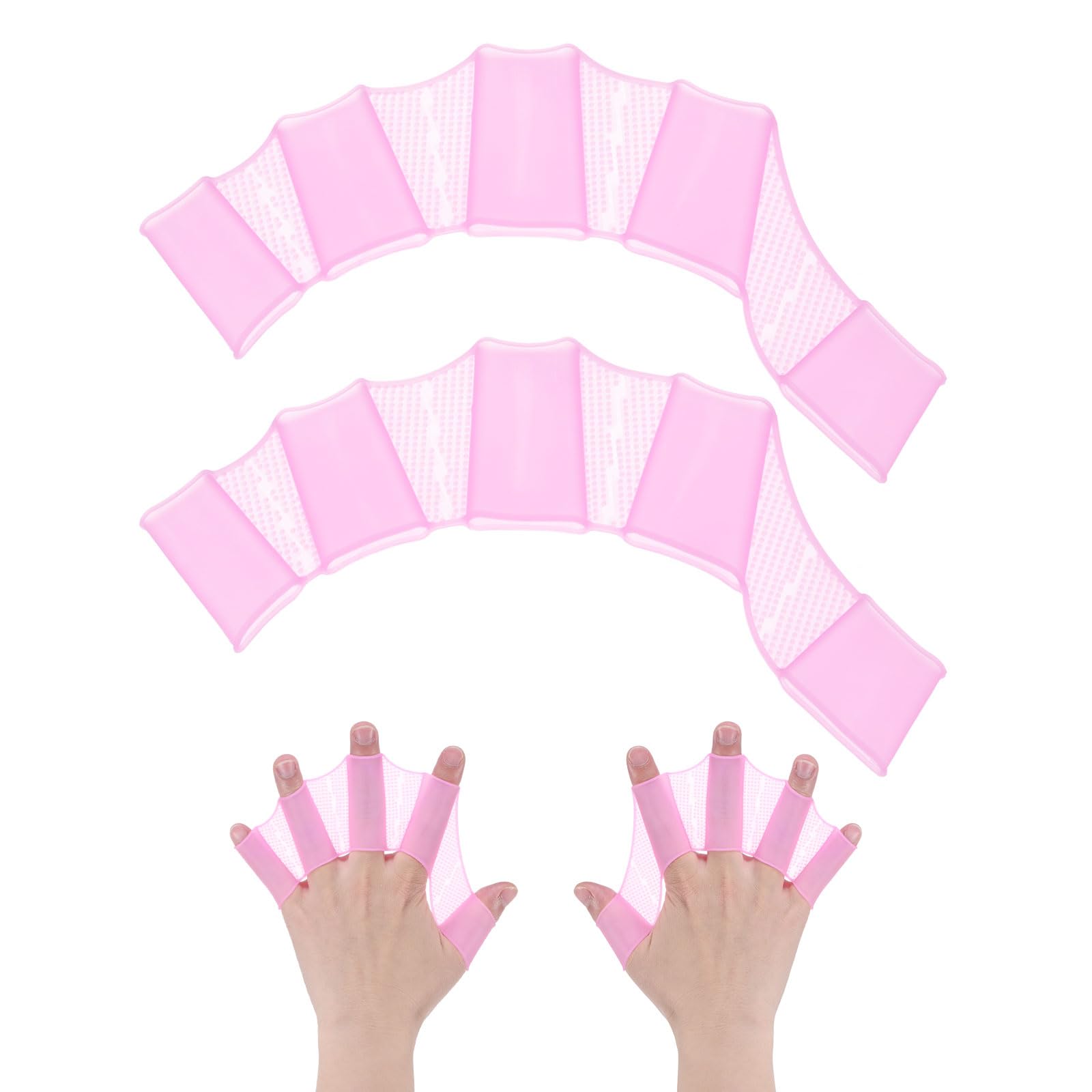 M METERXITY 1 Pair Silicone Swimming Gloves Webbed Swim Gloves Half-Finger Frog Type Large Swim Training Gloves Water Resistance for Swimming/Diving/Water Aerobics [Pink]