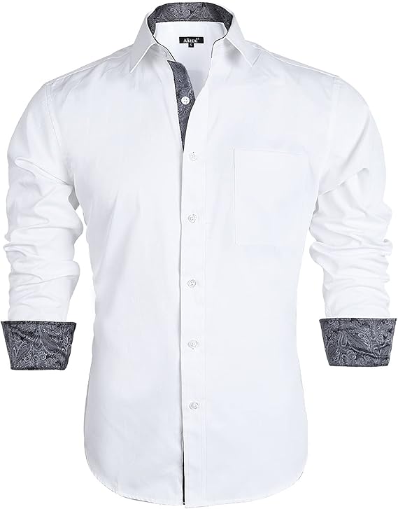 Alizeal Men's Business Slim Fit Dress Shirt Long Sleeve