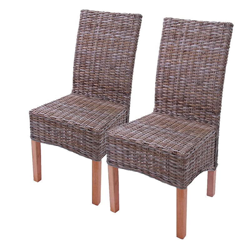 Décoshop26 Lot de 2 chaises de Salle à Manger Kubu Rattan Design Rustique rotin Marron 04_0000178