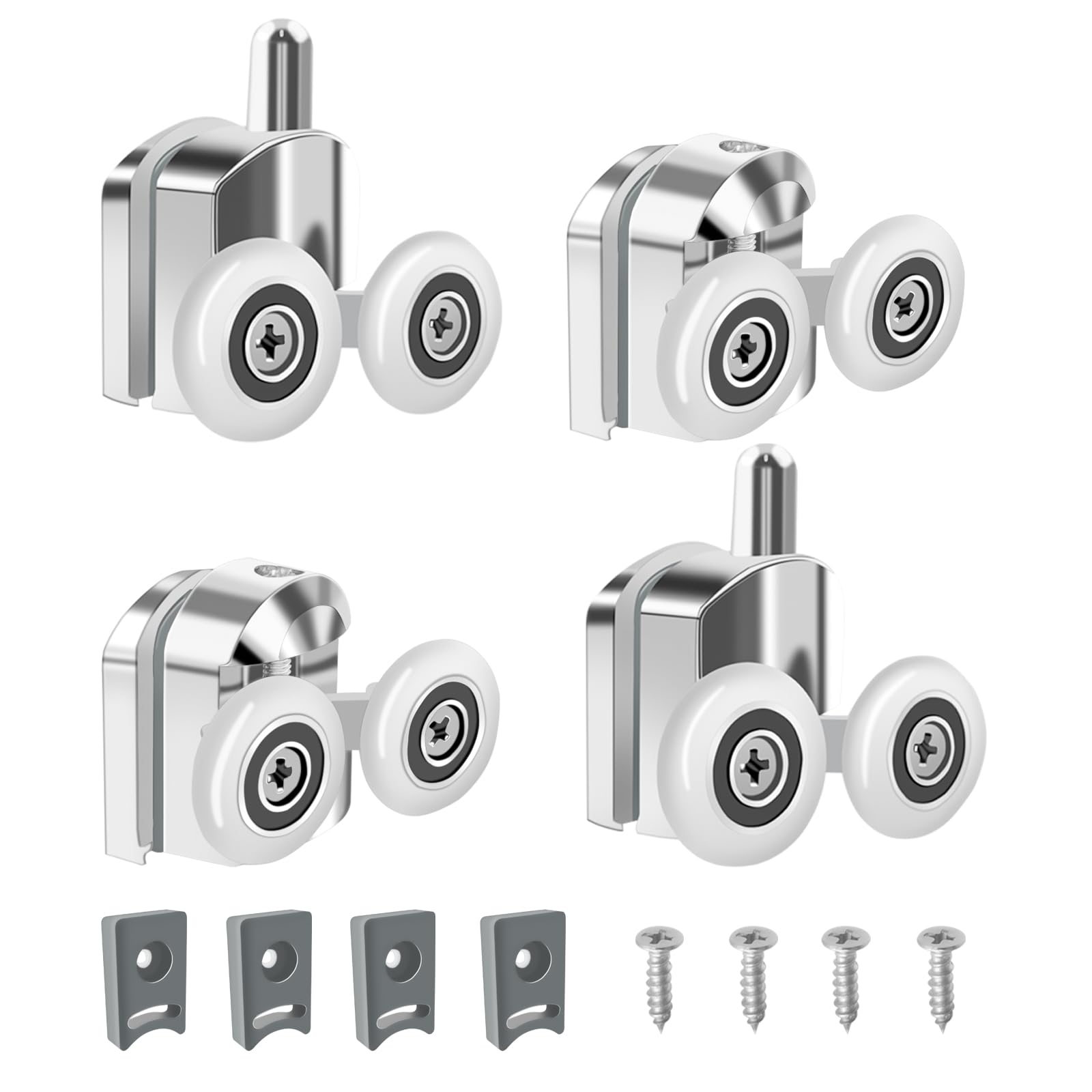 4 sztuki kółek do drzwi prysznicowych, metalowe kółka do drzwi prysznicowych o średnicy 23 mm, kółka do przesuwnych kabin prysznicowych, do drzwi 4-6 mm do wymiany i mocowania