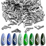 DANNEASY 100pcs Gun-shape Nail Charms Silver Nail Jewels 3d Nail Art Charms Metallic Nail Studs Nail