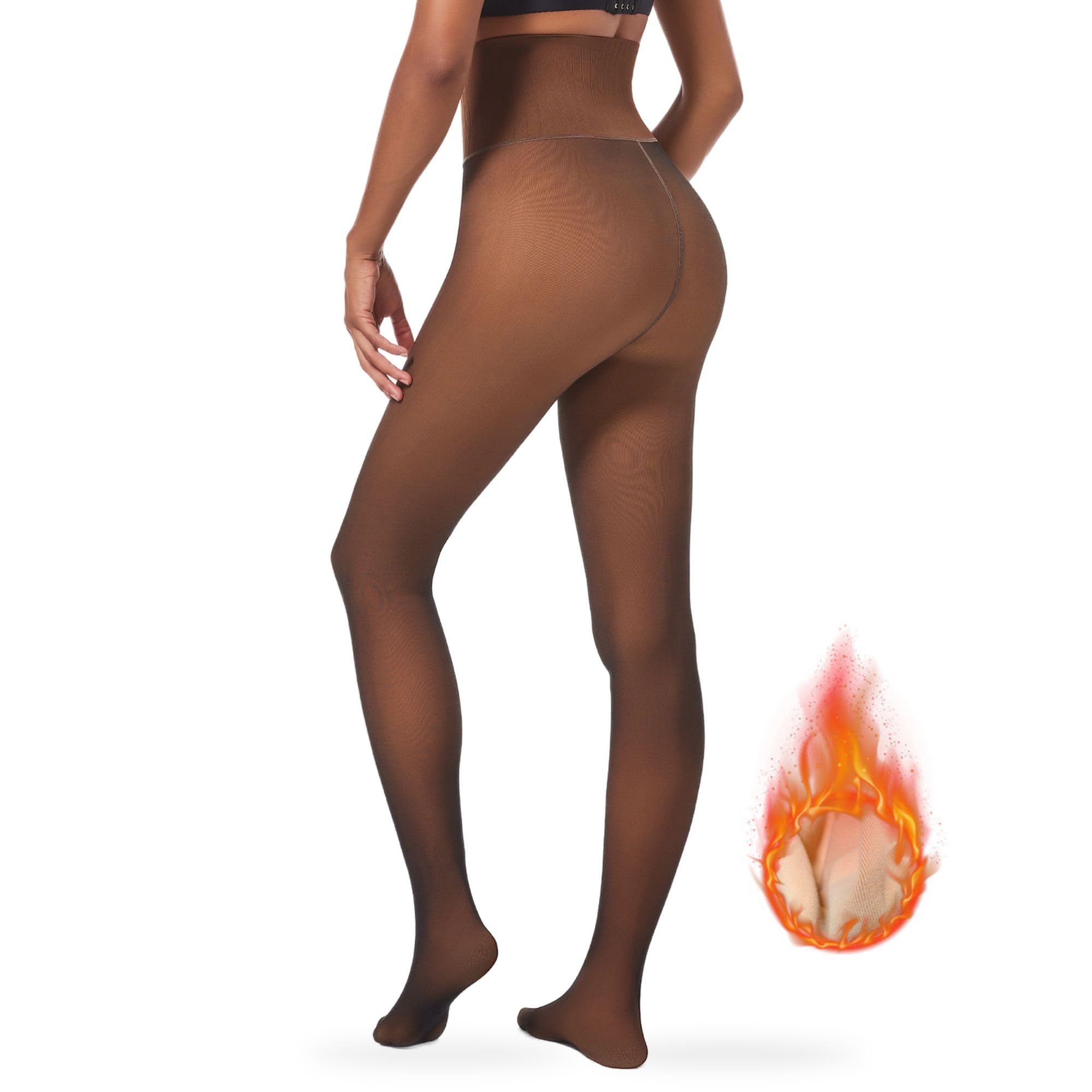 SoxbangWomen's Fleece Lined Tights Winter Fake Translucent