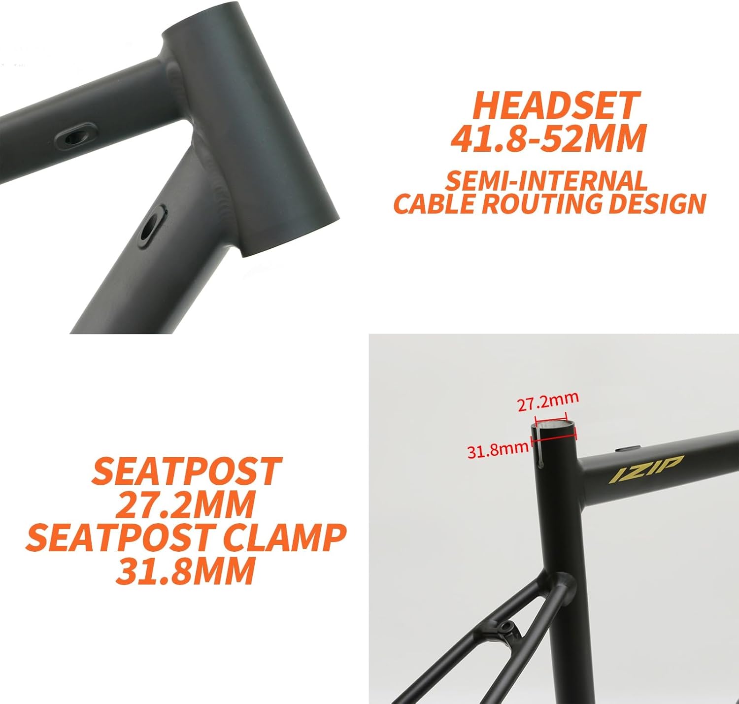 43CM 45CM 47CM 50CM 53CM Road Bike Frameset 700C Aluminum Alloy Quick Release Frame 100/130mm C Brake BSA BB68 Climbing Bike Frame with Carbon Fiber Fork(Silver 1,47cm)