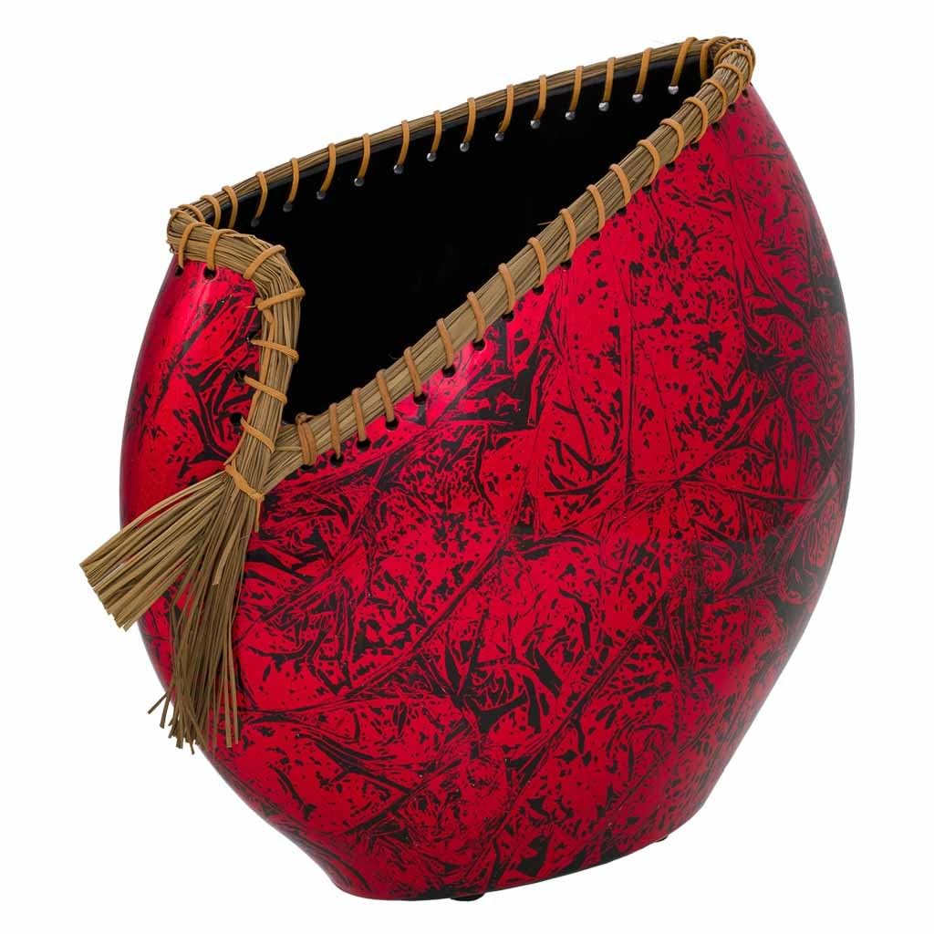 WANDERLUST DECO Jarrón de cerámica Rojo 35x14,5x36