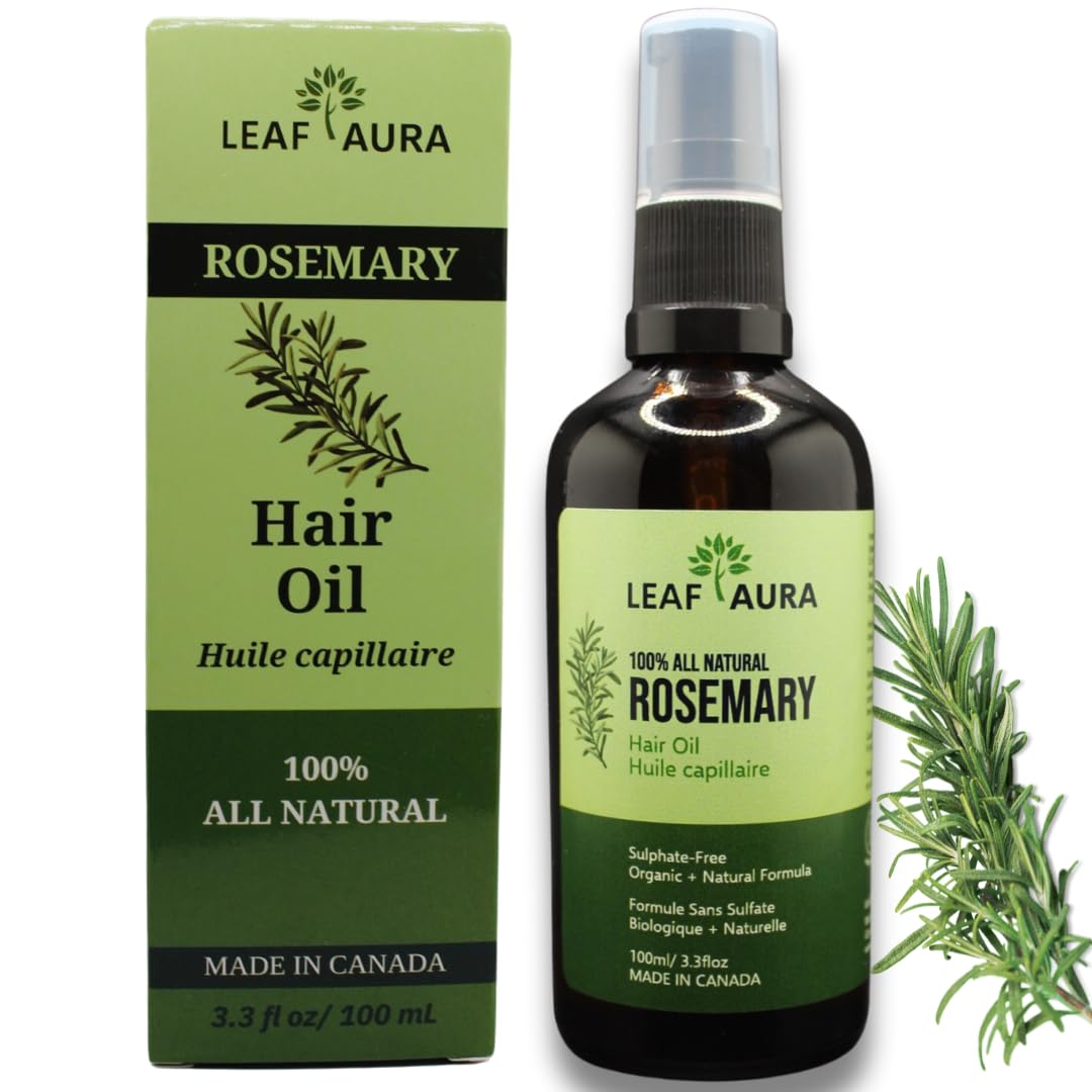 leaf aura Rosemary Hair Oil- 100% Natural- Made in Canada- 100ml (100 ml)