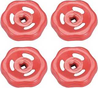 sourcing map Metal Outside Faucet Round Wheel Handle, Square Broach 6x6mm, Wheel OD 50mm Paint Iron Red 4Pcs