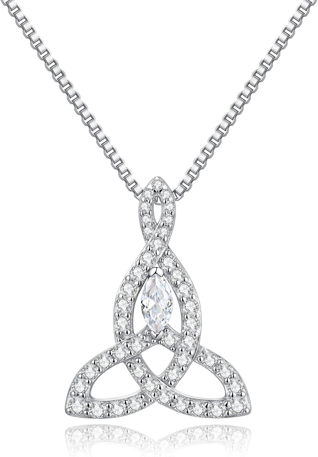 Silver Celtic Motherhood Knot Necklace for Women Irish Love Knot Pendant Good Luck Jewelry with Birthstone Gift for Her