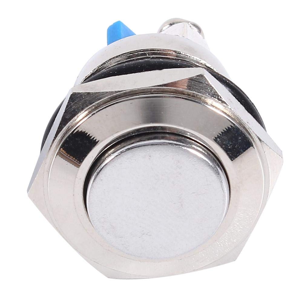 5 pezzi interruttore a pulsante clacson 12V 16MM interruttore a pulsante momentaneo interruttore a clacson for altoparlante for auto moto barca (Color : Blue light with wire, Size : 12V