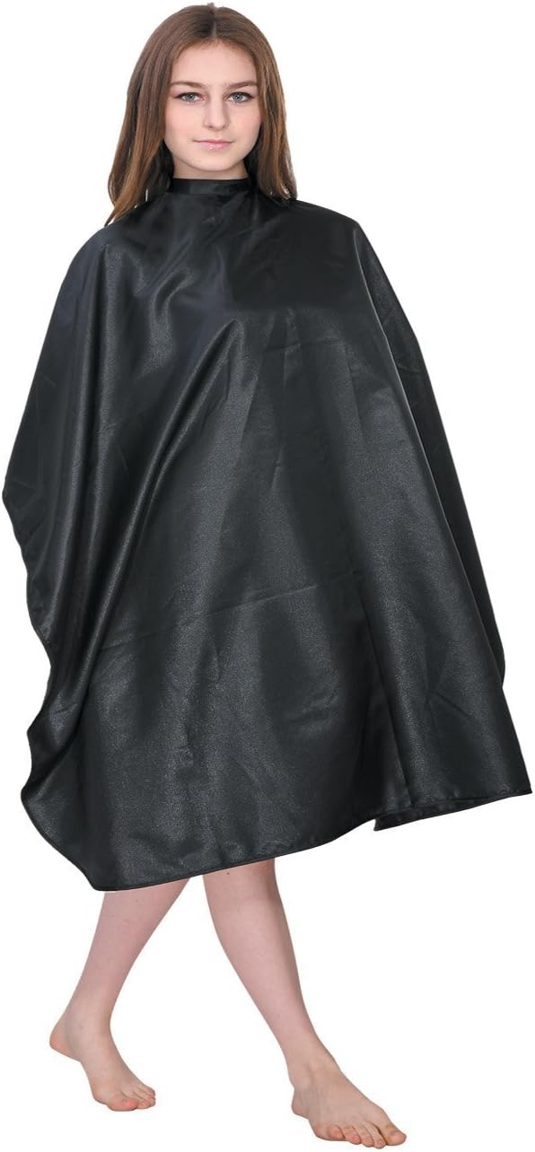 XMW Professional Water Repellent and Wipe Clean Salon Nylon Cape, Black