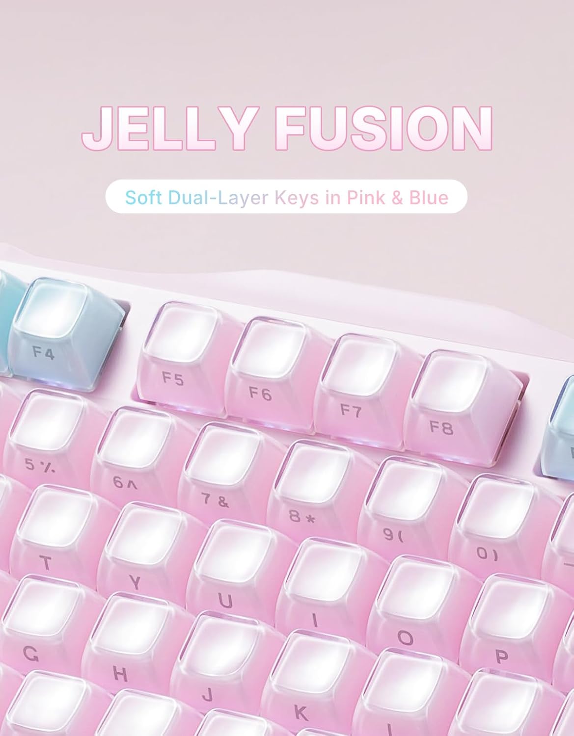 GravaStar Mercury K1 Lite 75% Gaming Keyboard, 2.4GHz/BT/Wired Tri-Mode Wireless Keyboard, Gasket Hot Swappable Mechanical Keyboard, Pre-lubed Linear Switches, Jelly Keycaps, RGB Backlit (Lumen Rose)