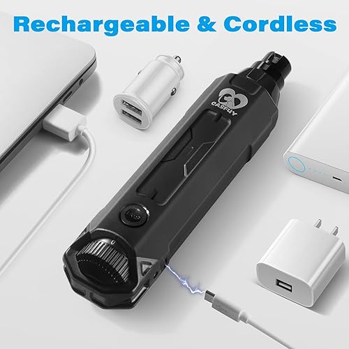 Miniatura 6 de Casfuy Molinillo de uñas para perros de 6 velocidades, molinillo de uñas mejorado para mascotas, súper silencioso, eléctrico, recargable, sin dolor,