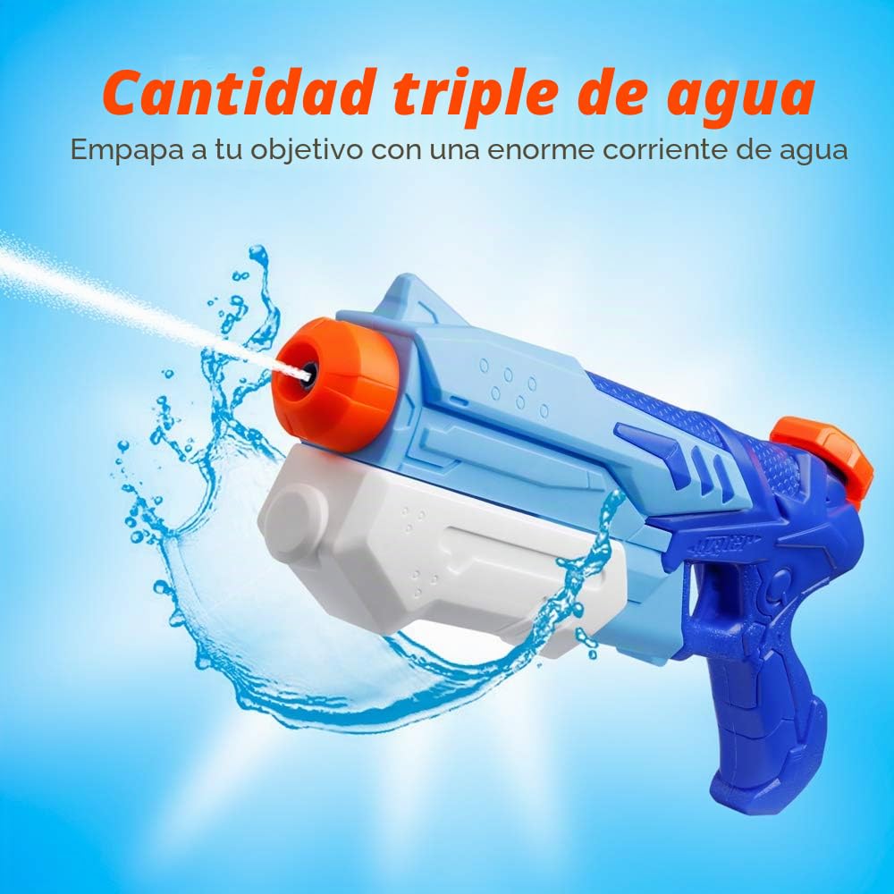 D-FantiX Pistolas de Agua para Niños, Paquete de 2 Super Pistolas de Agua de Largo Alcance 300ML Piscina de Verano Fiesta en la Playa Juguetes de Lucha con Agua para Niños Adultos Chico Chica