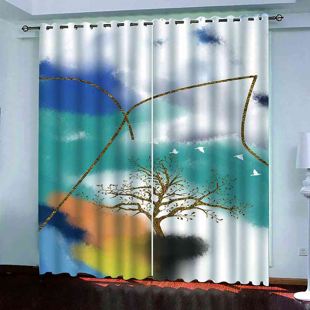 Rideau occultant thermique avec arbres d'or pour isoler votre salon