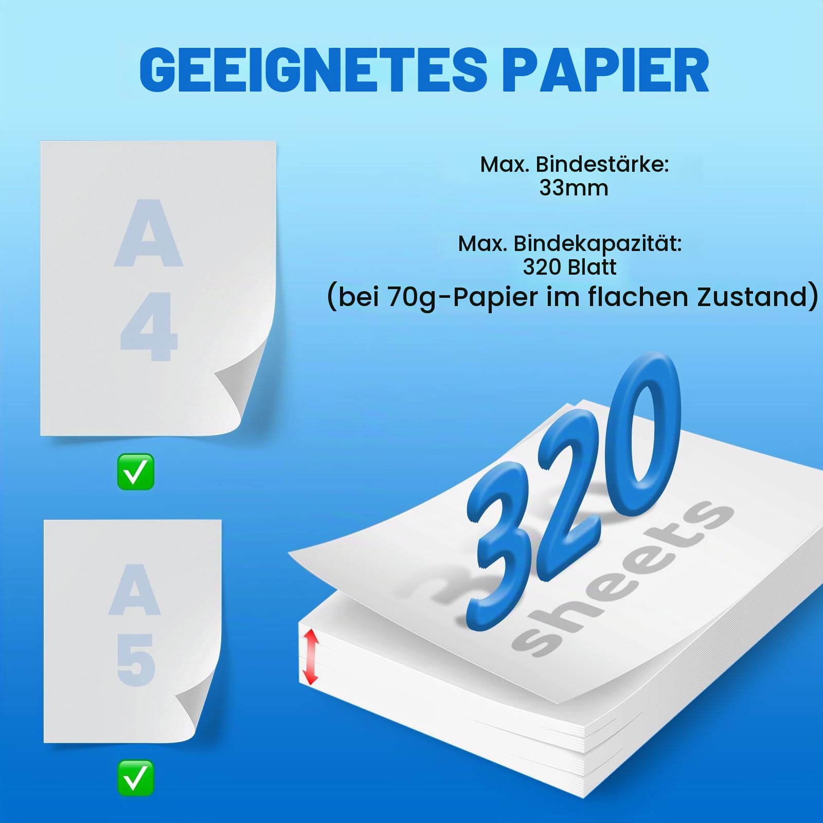 Mxmoonant TH-36 Thermobindemaschine, max. 200 Blatt | einfache Bedienung, kompakt, für A5/A4, mit 5 Stück Bindedeckeln